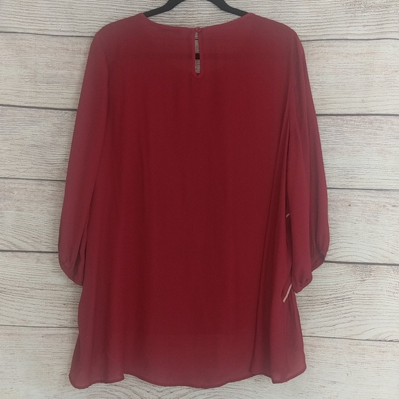 WAPI for Plus red high-low blouse top sz 2xl - Picture 2 of 9